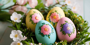 huevos pintados, Pascua, floral, diseño, pastel, primavera, festividad, arte, detallado, hermoso, decorativo, creativo, celebración, patrón, brillante
