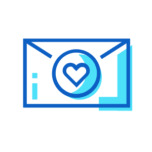 Icono de sobre con corazón de amor