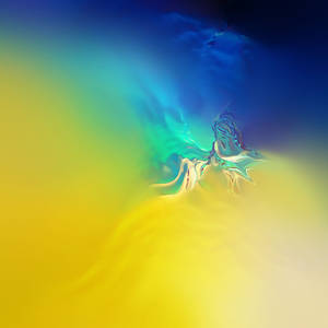 Un fondo de arte abstracto en tonos amarillo y azul para S10. — Samsung Galaxy S20 Fondos de pantalla
