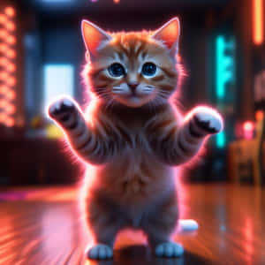 Ilustración adorable de gatito bailando