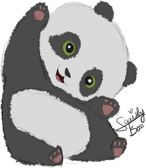 Ilustración adorable de panda con ojos verdes — Panda Fondos de pantalla