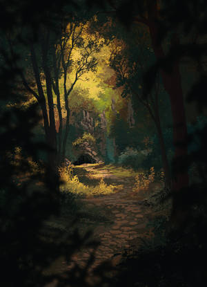 Fondo de pantalla de ilustración digital de bosque — OnePlus Pad 3 Pro Fondos de pantalla