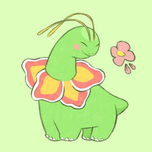 Ilustración linda de Meganium con fondo verde — Nintendo Fondos de pantalla