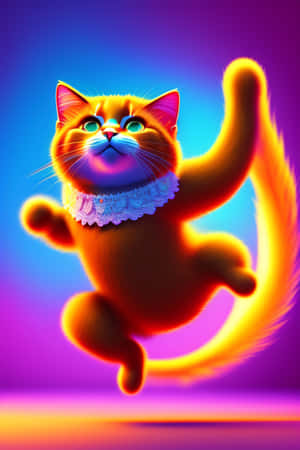 Ilustración vibrante de un gato bailando