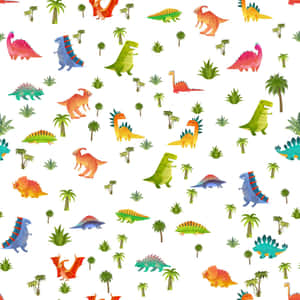 Ilustraciones Adorables de Dinosaurios sobre un Fondo Colorido — Dinosaurio lindo Fondos de pantalla