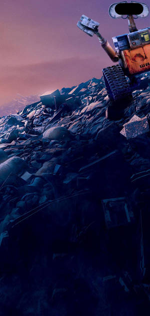 Fondo de pantalla animado del Galaxy S10 Plus Wall-E en un vertedero — iPhone 14 Fondos de pantalla