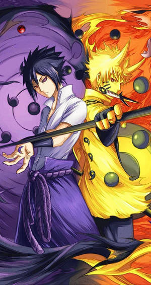 Fondo de pantalla para celular de Naruto y Sasuke
