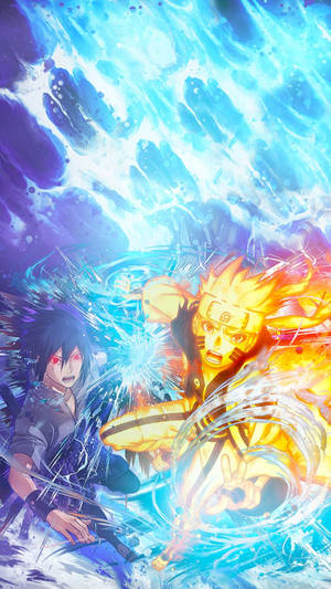 Impresionante arte digital de Sasuke y Naruto para iPhone — Naruto vs sasuke Fondos de pantalla