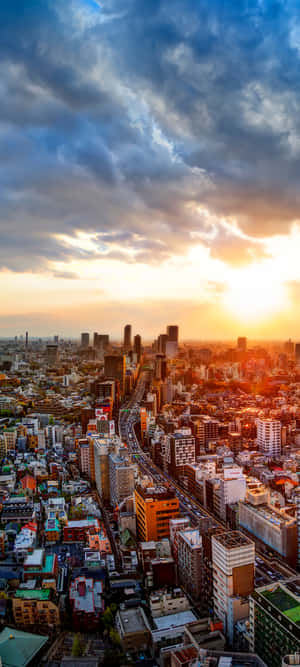 Impresionante horizonte urbano al atardecer — Honor Power2 Fondos de pantalla