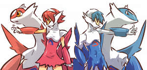 Interpretación artística de Latias y Latios en forma humana — Anime escritorio Fondos de pantalla