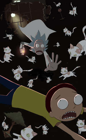 Intrigante Ilustración del Gato Cuántico de Schrödinger — Galaxy Z Fold 8 Fondos de pantalla