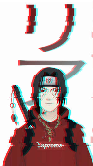Itachi estético con sudadera Supreme roja en fondo blanco — Naruto Supreme Fondos de pantalla