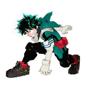 Izuku Midoriya Agachado 4K — Chico anime Fondos de pantalla