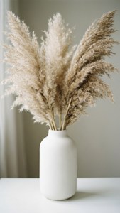 Jarrón blanco con pasto de la pampa seco, estética boho minimalista. — iPhone 7 Fondos de pantalla