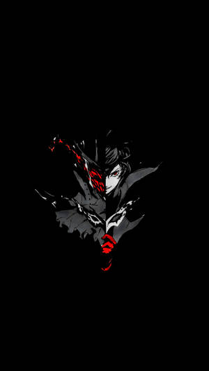 Fondo de pantalla AMOLED de Persona 5 Joker sobre fondo negro. — AMOLED Fondos de pantalla