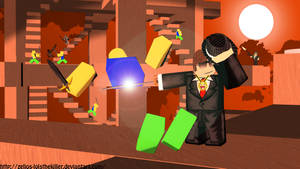 Fondo de pantalla genial en HD de avatar con esmoquin en el juego Roblox.