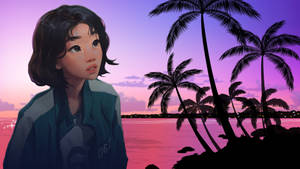 Fondo de pantalla de la Jugadora 067 de Squid Game en cielo púrpura — 067 squid game Fondos de pantalla