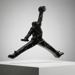 Un lujoso logo 3D de Jordan en mármol negro con vetas doradas, iluminado de estudio. — Galaxy Watch Fondos de pantalla