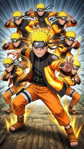 Fondo de pantalla de Naruto usando la técnica de clon de sombra.
