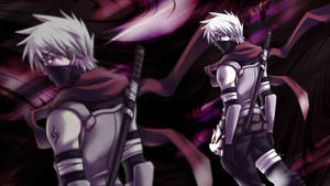 Kakashi sensei de la aldea de la hoja con máscara y espada fanart.