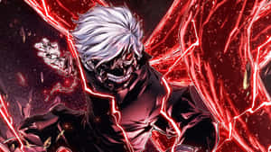 Kaneki Chico Máscara Arte Anime Energía Roja — Tokyo ghoul GIF Fondos de pantalla