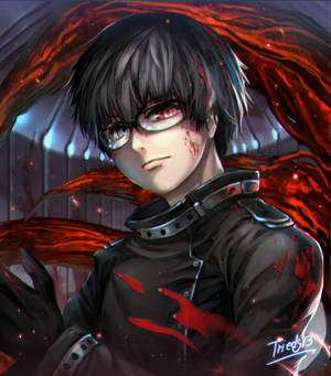 Fondo de pantalla de Kaneki Ken con cabello y chaqueta negros — Motorola Razr Fold Fondos de pantalla