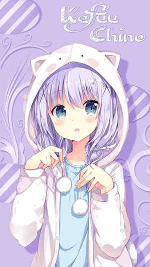 Kawaii Anime Kafuu Chino con Sudadera de Conejo