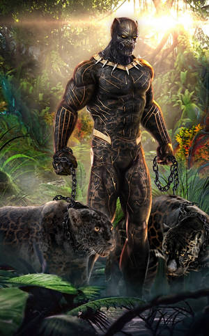 Fondo de pantalla de Killmonger y dos jaguares — Honor Pad Fondos de pantalla