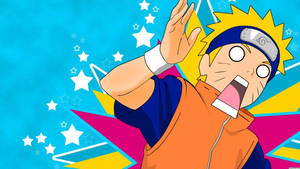 Cara divertida de Naruto Uzumaki en su uniforme ninja de la aldea de la hoja.