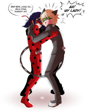 Fondo de pantalla de Ladybug y Cat Noir besándose con globo de diálogo
