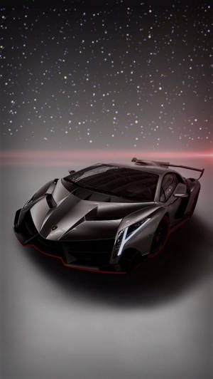 Lamborghini iPhone auto negro bajo cielo estrellado — Autos Fondos de pantalla