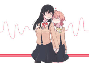 Fondo de pantalla de latido de corazón yuri — Anime lesbiana Fondos de pantalla
