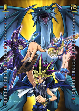 Legendario Mago Oscuro de Yugioh en Acción — iPhone Duo Fondos de pantalla