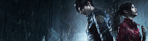 Fondo de pantalla HD de doble pantalla de Leon Scott Kennedy y Claire Redfield en Resident Evil 2 Remake — 3840x1080 Fondos de pantalla