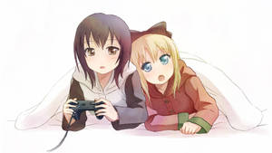 Fondo de pantalla de lesbianas anime gamer — Anime lesbiana Fondos de pantalla