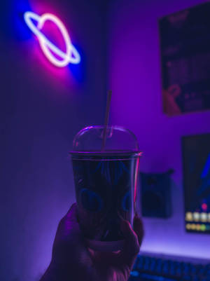Letrero LED estético morado neón