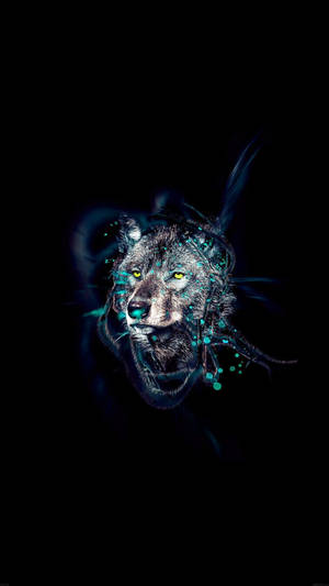 Fondo de pantalla AMOLED de un lobo con destellos brillantes. — AMOLED Fondos de pantalla