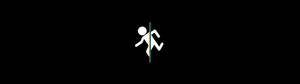 Fondo de pantalla minimalista negro de monigote corriendo.