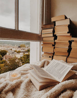 Fondo de pantalla de libros estéticos beige
