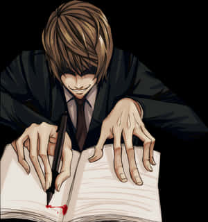 Light Yagami escribiendo en la Death Note