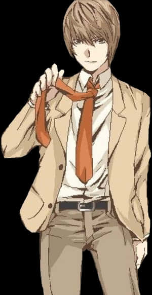 Light Yagami sosteniendo una corbata ilustración anime