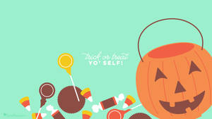 Linda Canasta de Calabaza de Halloween con Dulces Estética — Estética linda de halloween Fondos de pantalla