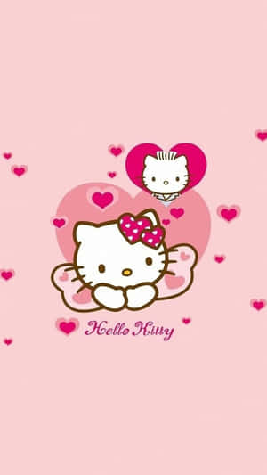 Linda Hello Kitty Rosa Apoyada en un Listón