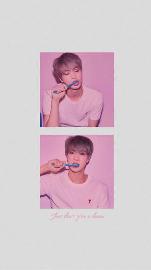 Lindo Jin de BTS cepillándose los dientes — Lindo bts Fondos de pantalla