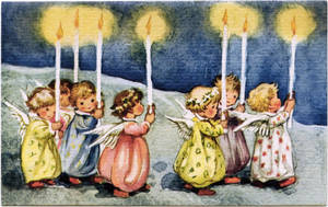 Fondo de pantalla de lindos ángeles navideños con velas