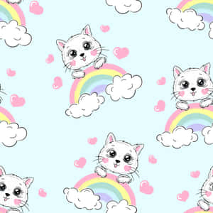 Lindos Gatitos Sobre el Arcoíris — Arcoíris pastel Fondos de pantalla