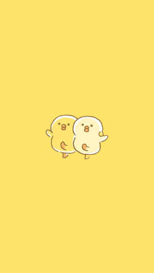 Lindos pollitos bailando en amarillo pastel — Amarillo aesthetic Fondos de pantalla
