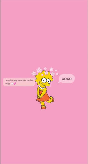 Lisa Simpson encantadora y estética de caricatura con corona de flores — Estético caricatura Fondos de pantalla