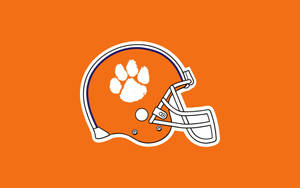 Fondo de pantalla de escritorio naranja del logo de fútbol Clemson Tigers.