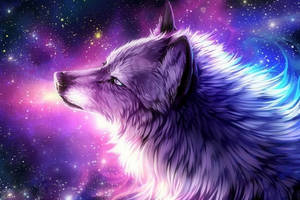 Lobo Anime Galaxia Púrpura Estética